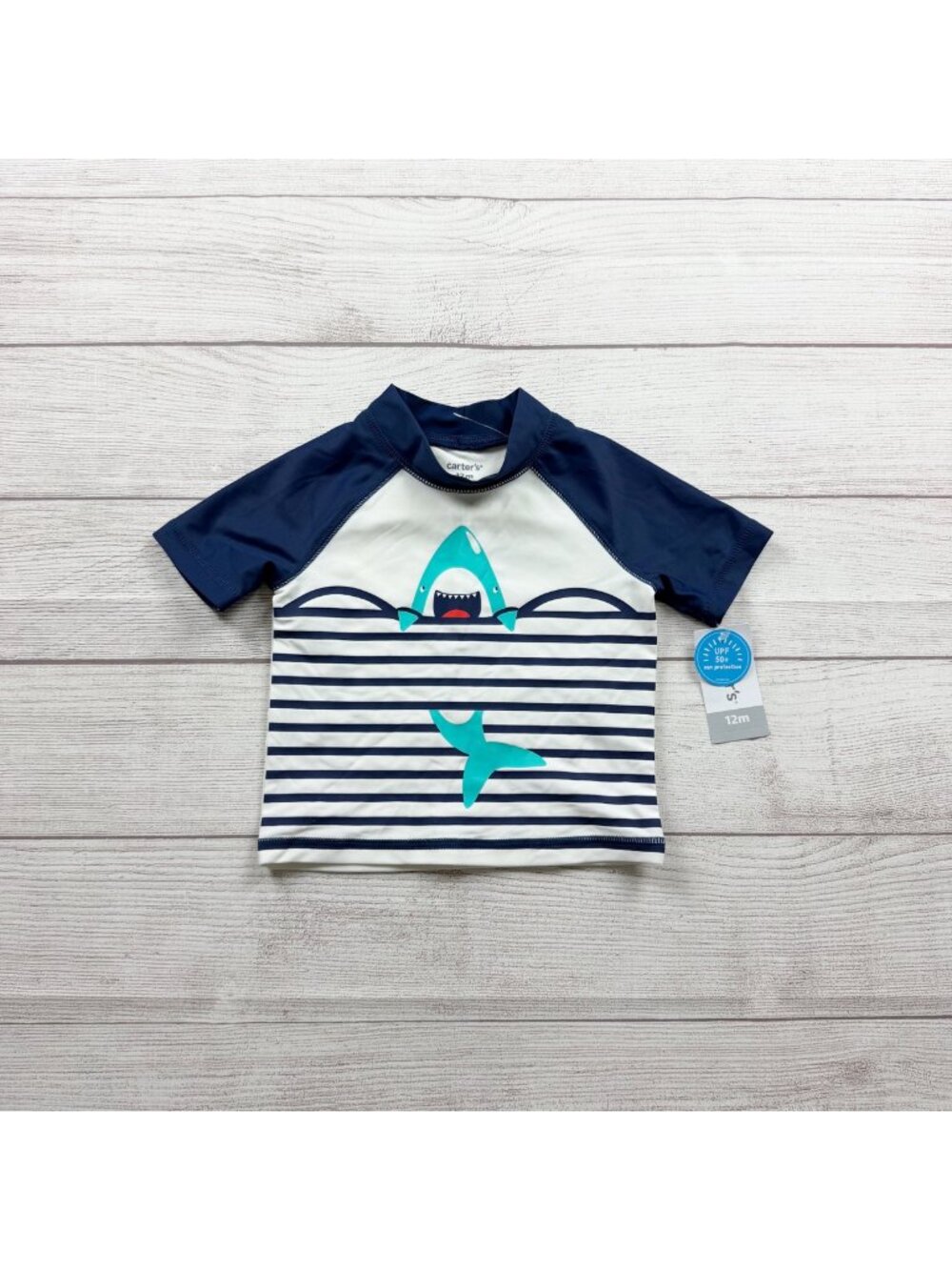 Carter's Baby UV Protection Shark Graphic Rashguard Top NWT 9-12 Months